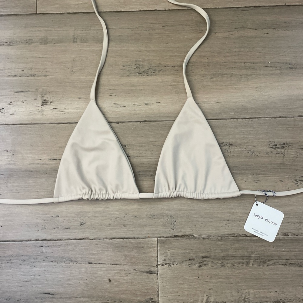 Taylor Bikini Cream Triangle Swim Top - Minimal Tie Design